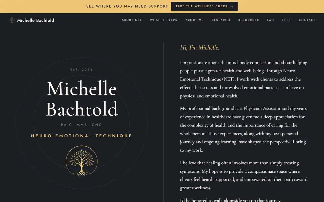 Michelle Bachtold, PA-C wellness practice website home page